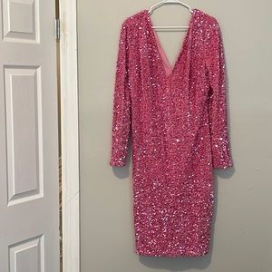 Pink Sequin Midi Dress!